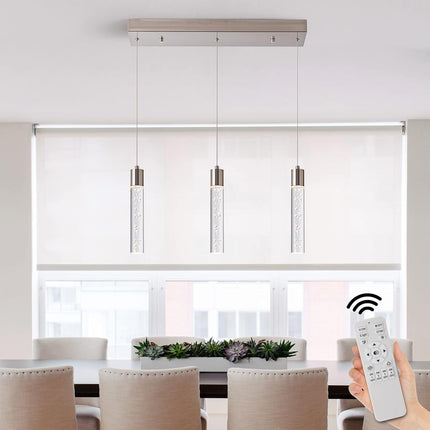 Modern Pendant Light with Adjustable Height - Brushed Nickel & Cylinder Island Lights, 3000-6000K Dimmable Kitchen Pendant Lighting for Kitchen Island, Dining Room, Bar Counter