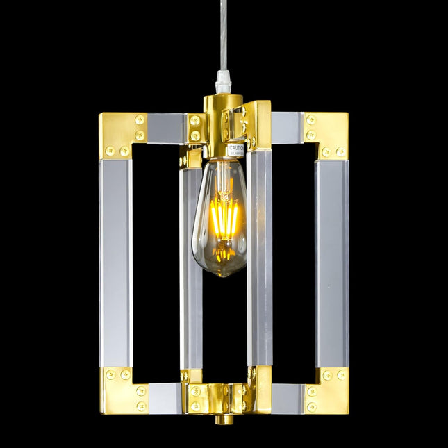 Gold Pendant Light Fixtures with Brushed Brass Finish,1-Light Modern Linear Chandelier Light Fixture for Dining Room,Kitchen Island,Living Room,Bathroom,Bedroom