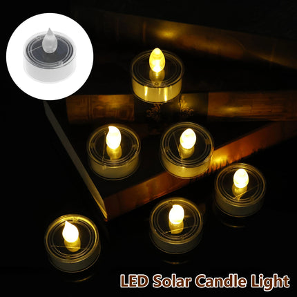6Pcs Solar Candle Light LED Tea Light Outdoor Waterproof Flameless Flickering Garden Party Lighting Indoor Decor Mood Lighting