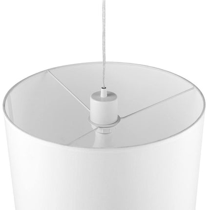 Sutton 1-Light White Fabric Shade Plug-In or Hardwire Pendant Lighting with 15 Ft. Cord