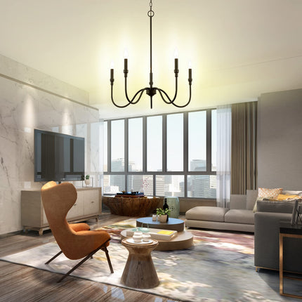 5-Light Farmhouse Chandelier Lighting Fixture, Linear Pendant Light for Kitch...