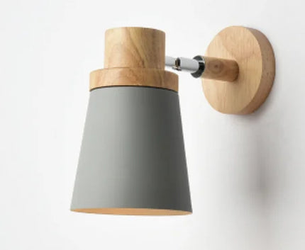 Nordic Design Led Indoor Wall Lamp Metal Lampshade Wood Bedside Corridor Vanity Light Luminaire Wall Sconce Home Deco Room Lamps