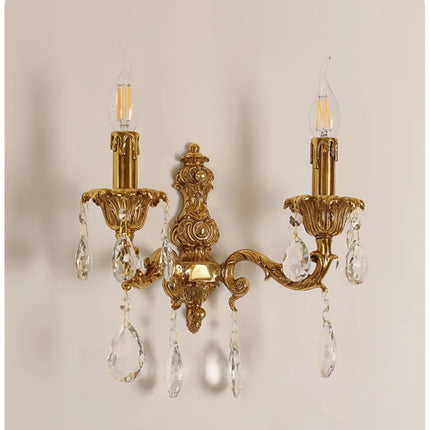 French Copper Wall Lamp Living Room Copper Wall Sconces Candle Bedroom Bedside Lighting French Villa Luxury Classic Brass Lights