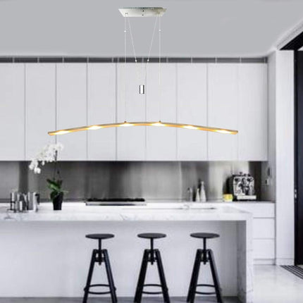 Adjustable Height Led Pendant Light with Pulley System 27W Warm Lamp for Dining Reading Room Kitchen Island, Brushed Aluminum.