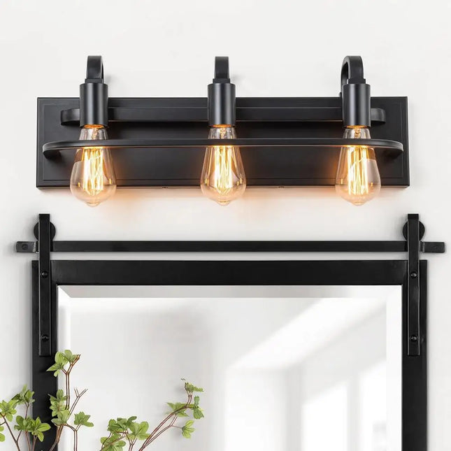 Industrial 3-Light Vanity Sconce Fixture Modern Bathroom Wall Lighting Ideal Living Room Bedroom Farmhouse Decor Durable Metal