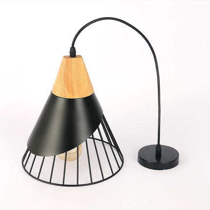 Modern Black Pendant Light over Kitchen Island, Adjustable Wood Hanging Light Fi