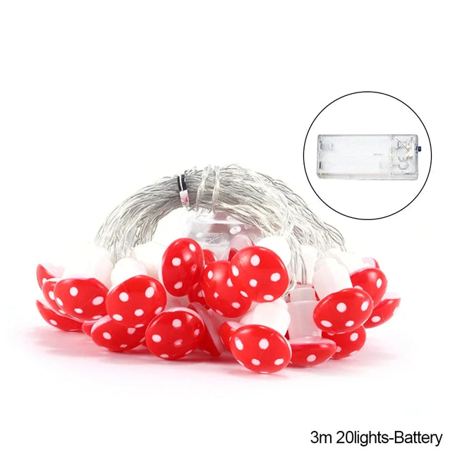 20 Leds Mushroom LED Fairy Lights USB/Battery String Light Christmas Party Gift Fairy Indoor Decorative Atmosphere Light
