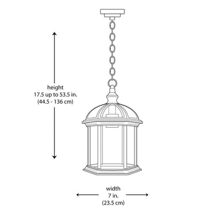 Wentworth 1-Light Rust Hanging Outdoor Pendant Light Fixture with Clear Glass