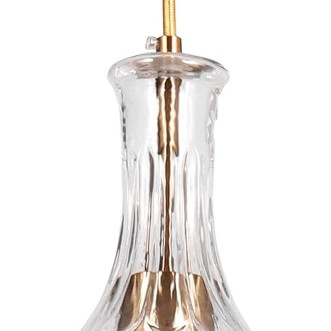 Glass Modern Pendant Light Hanging Adjustable Gold Pendant Lighting for Kitchen Island with Unique Glass Shade Pendant Light Fixtures Indoor Pendant Lamp