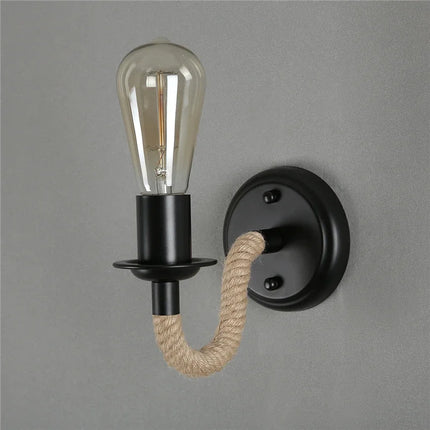 American Country Hemp Rope Wall Lamps Retro Light Wall Sconce Beside Living Loft Lighting Stairs Vanity Light Indoor Wall Lights