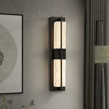 Spanish Natural Marble Wall Lamp Long Copper Wall Sconce for Living Room Hallway Stairs Bedroom Dining Room Atmosphere Lighting