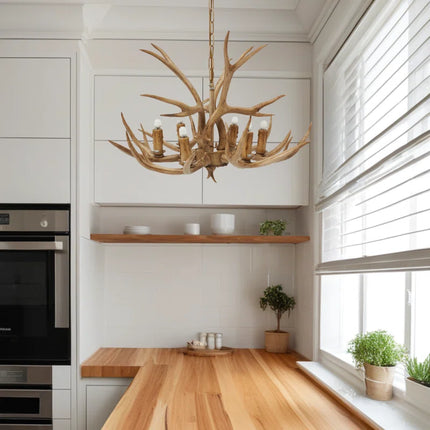 Escher Retro Antler Resin Chandelier Countryside Pendant Light