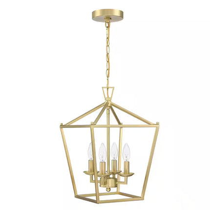 Alfa 12 In. 4-Light Caged Pendant Light with Soft Gold Finish