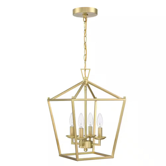 Alfa 12 In. 4-Light Caged Pendant Light with Soft Gold Finish