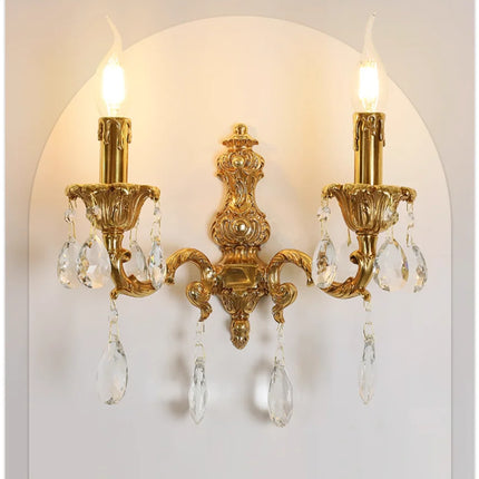 French Copper Wall Lamp Living Room Copper Wall Sconces Candle Bedroom Bedside Lighting French Villa Luxury Classic Brass Lights