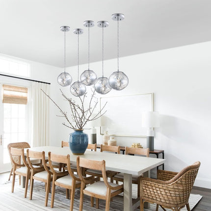 Modern Globe Acrylic Pendant Island Light in Melted Shape Mirror Reflective Acrylic Pendant Ceiling Light Fixture for Dining Room Kitchen Sink Chrome Plated 8Inch