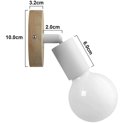 Nordic Wooden Wall Lights Bedside Lamp Modern Wall Sconce for Bedroom Reading White Lampshade Steering Head E27 Home Lighting