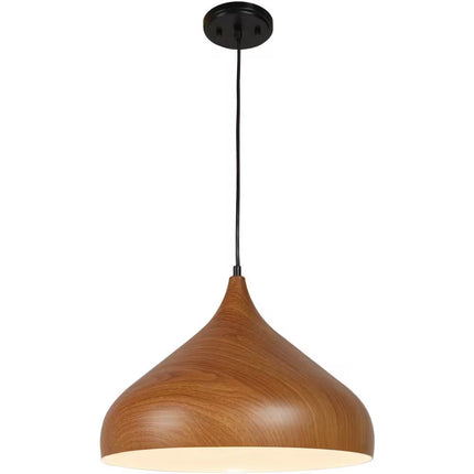 Hana 60-Watt 1-Light Robusta Wood Tropical Pendant Light with Wood Shade and No Bulbs Included