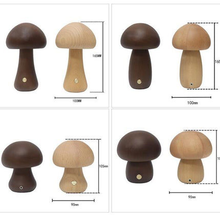 INS Wooden Cute Mushroom LED Night Light With Touch Switch  Bedside Table Lamp For Bedroom Childrens Room Sleeping Night Lamps Home Decor