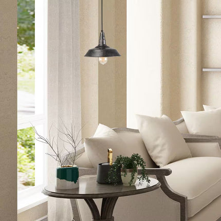 Farmhouse 1-Light Rust Black Barn Pendant Light with Metal Shade Cottage Foyer Island Pendant Lantern, LED Compatible