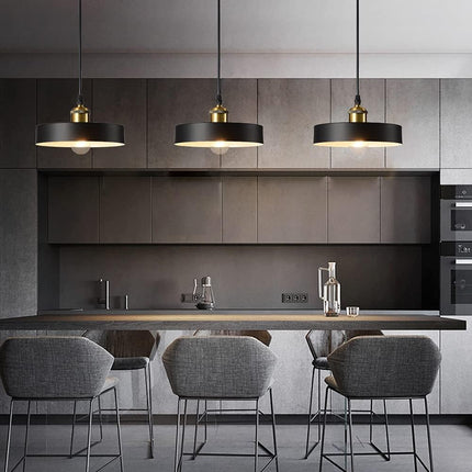 Black Industrial Pendant Light Kitchen Island 7.87 Inch Mini Adjustable Wire Height Light E26 Base for Restaurant Bar Cafe Bedroom Foyer into the Library DIY Decorative Pendant Light