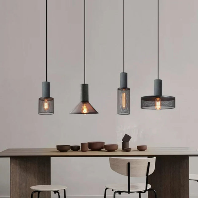 Vintage Restaurant Pendant Light Corridor Cement Column Forged Iron Lampshade LED E27 Coffee Shop Home Decoration Pendant Light