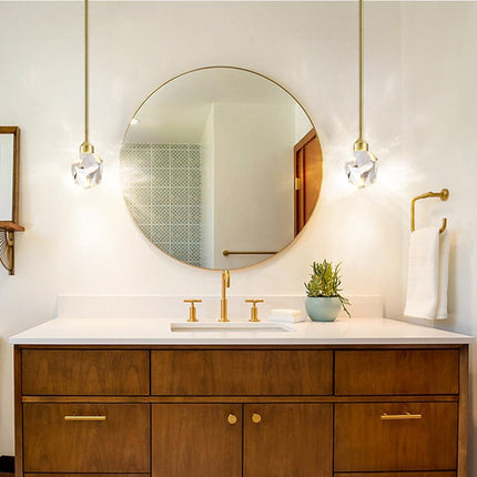 Gold Crystal Pendant Light Small Hanging Pendant Light Fixtures 8W LED Light 3 Color Temperature Adjustable 3000K-5000K-4000K Mini Single Modern Chandelier for Kitchen Island Bathroom