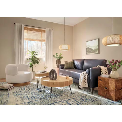 Bayneswood 60-Watt 1-Light Natural Cane Circular Pendant with Woven Shade and No Light Bulb Included