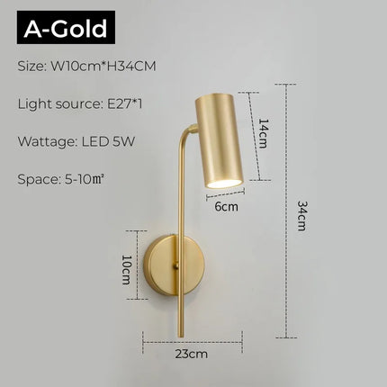 Nordic Bedroom Bedside LED Reading Wall Lamp with Switch Adjustable Wall Lights Fixture for Hotel Living Room Kitchen Wall Decor