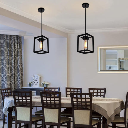 Farmhouse Pendant Light, 1 Light Black Cage Hanging Pendant Lighting Fixtures with Clear Glass Shade Modern Chandelier Ceiling Hanging for Kitchen Island,Dining Rooms,Hallway,Entryway