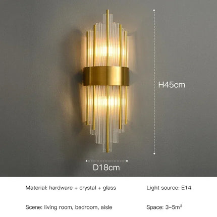 LED Luxury Crystal Wall Lamps For Living Room Hall Foyer Hotel Indoor Home Art Decor Wall Sconces Gold Bedside Lights Wall Light