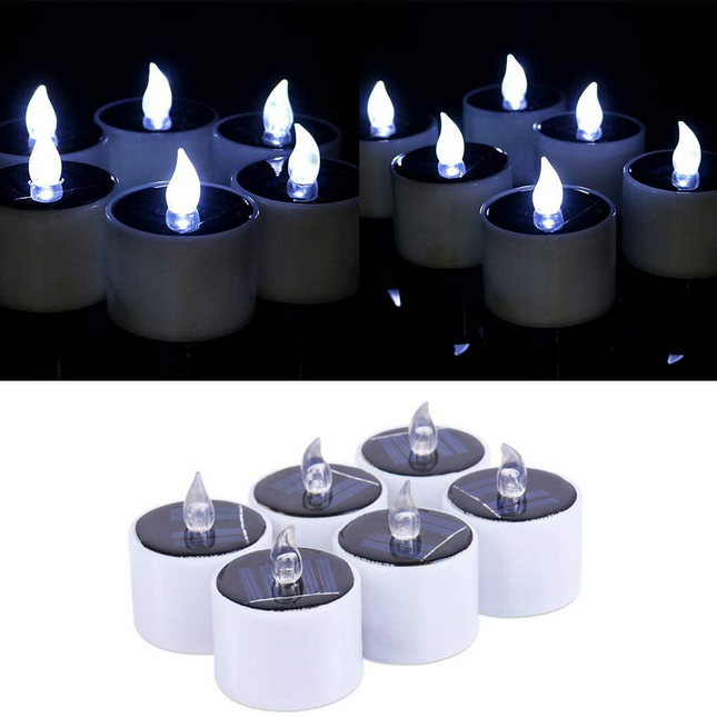 Solar Powered LED Candle Lights for Wedding Party Christmas Decoration