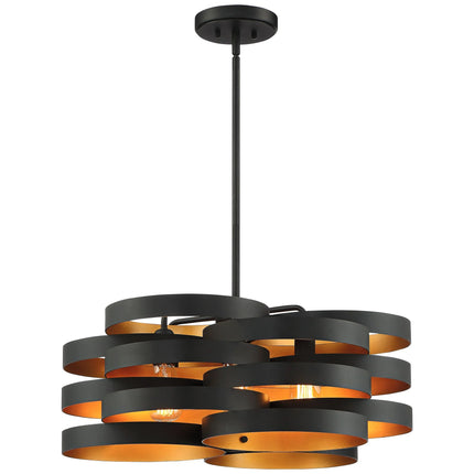Zia Black Gold Chandelier 25 1/2" Wide Modern 6-Light Fixture for Dining Room House Foyer Kitchen Island Entryway Bedroom Home