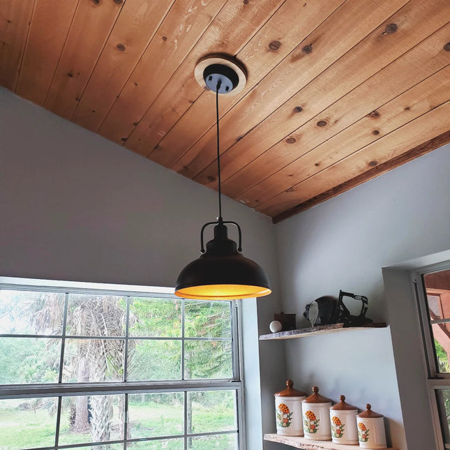 1-Light Dimmable LED Black Irregular Indoor Pendant Lights