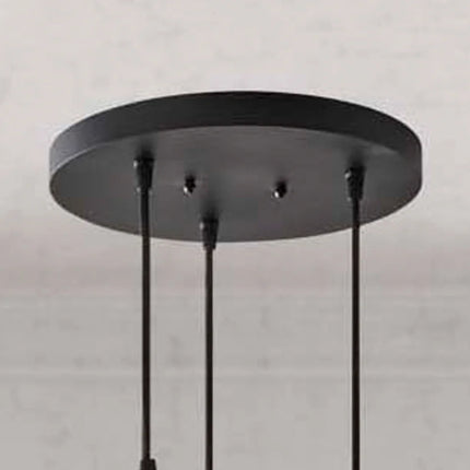 61" Architectural 3-Light Pendant Light, Black Finish Clear Glass Shades