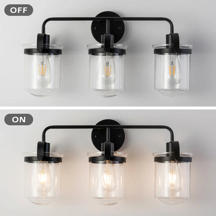 ,Modern ll Sconce with Clear Glass Shade,Industrial Indoor Light, [No Bulb],for flanking mirrors and ‎entryway,Bathroom, Bedroom