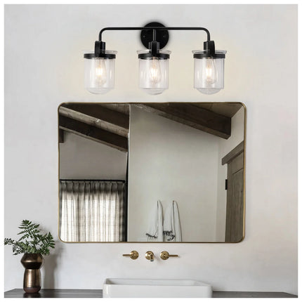 ,Modern ll Sconce with Clear Glass Shade,Industrial Indoor Light, [No Bulb],for flanking mirrors and ‎entryway,Bathroom, Bedroom