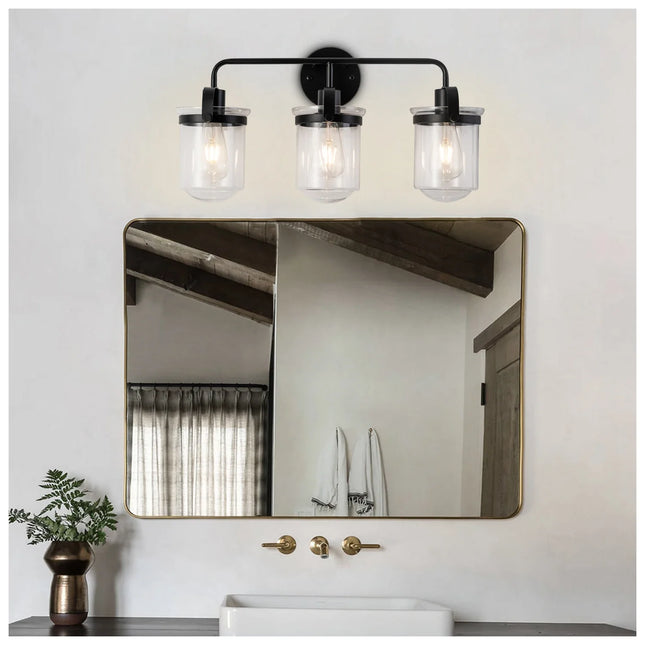 ,Modern ll Sconce with Clear Glass Shade,Industrial Indoor Light, [No Bulb],for flanking mirrors and ‎entryway,Bathroom, Bedroom
