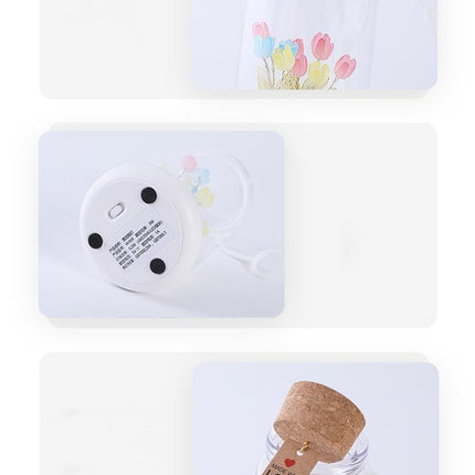 Romantic Gift Portable With Bed Heads Sleeping Light Tulip Wishing Bottle
