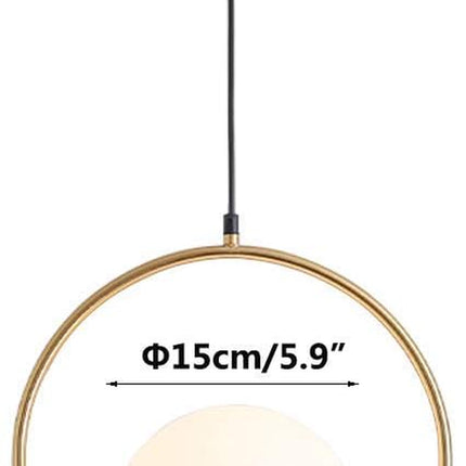 Mid Century Modern 1-Light Globe Pendant Light Large Brushed Gold Hanging Light Minimalist round Pendant Lighting White Glass Globe Ball Pendant Light Kitchen Island Lighting