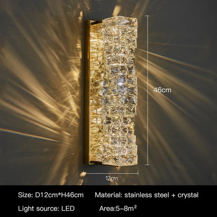Modern Luxury Wall Lamp Crystal LED Wall Light Bright Wall Sconce for Living Room Background Aisle Bedside Hotel Deco Lighting