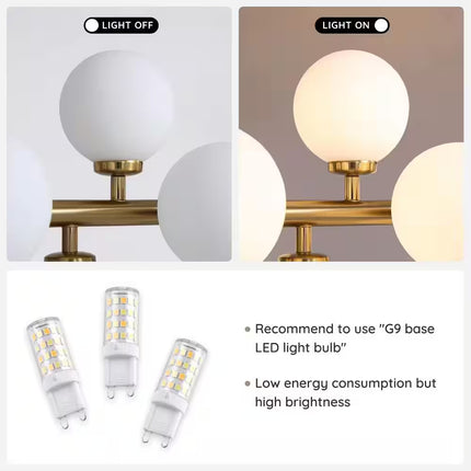 16-Light Brass Globe Sputnik Dining Room Chandelier Mid Century Kitchen Pendant Light