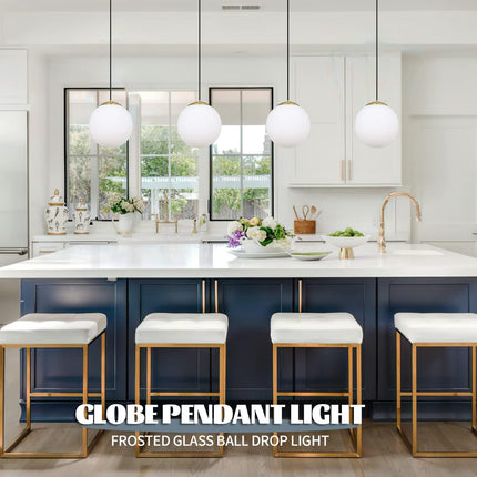 6-Inch Mini Modern Globe Pendant Light Opal Glass with Brass Finish Contemporary