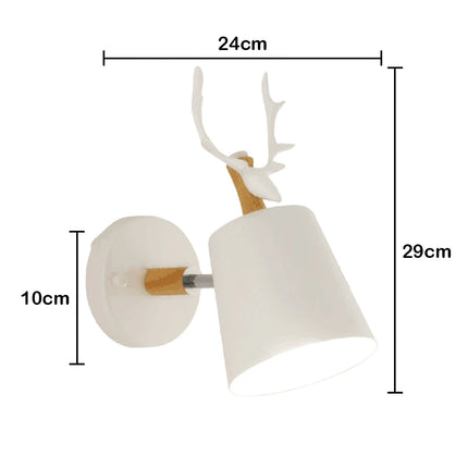 Nordic Wooden Wall Lights Bedside Lamp Modern Wall Sconce for Bedroom Reading White Lampshade Steering Head E27 Home Lighting