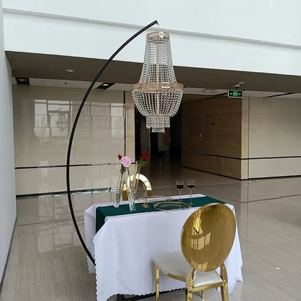 4pcs Luxury Metal Arch Drape with Suspend Chandelier Flowers Arches Wedding Stand Chandelier Display For Party Event Decoration
