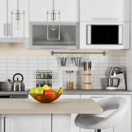Brushed Nickel Pendant Lights Kitchen Island - Large Clear Glass Pendant Light Fixture