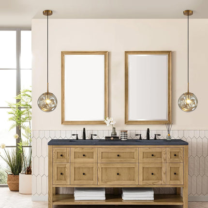Modern Large 1-Light Globe Pendant Light Mid Century Gold Hanging Pendant Light Fixture Kitchen Island Amber Glass Ball Pendant Lamp Single Single Pendant Lighting (9.8”-Amber)