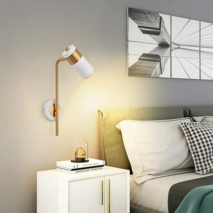 Nordic Bedroom Bedside LED Reading Wall Lamp with Switch Adjustable Wall Lights Fixture for Hotel Living Room Kitchen Wall Decor