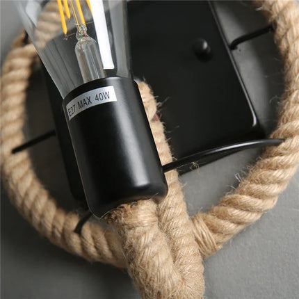 American Country Hemp Rope Wall Lamps Retro Light Wall Sconce Beside Living Loft Lighting Stairs Vanity Light Indoor Wall Lights