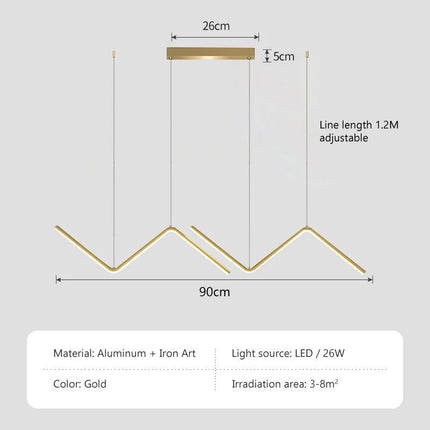 Modern LED Pendant Light Gold/Black Long Line Pendant Light for Restaurant Study Kitchen Office Coffee Home Decoration Luxury